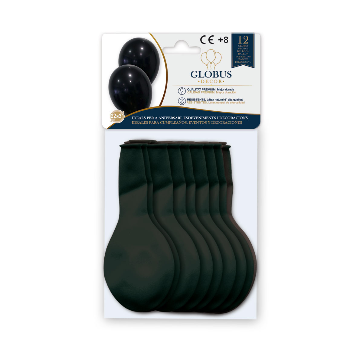 B/ GLOBUS DECOR 12 GL 10P NEGRO 014