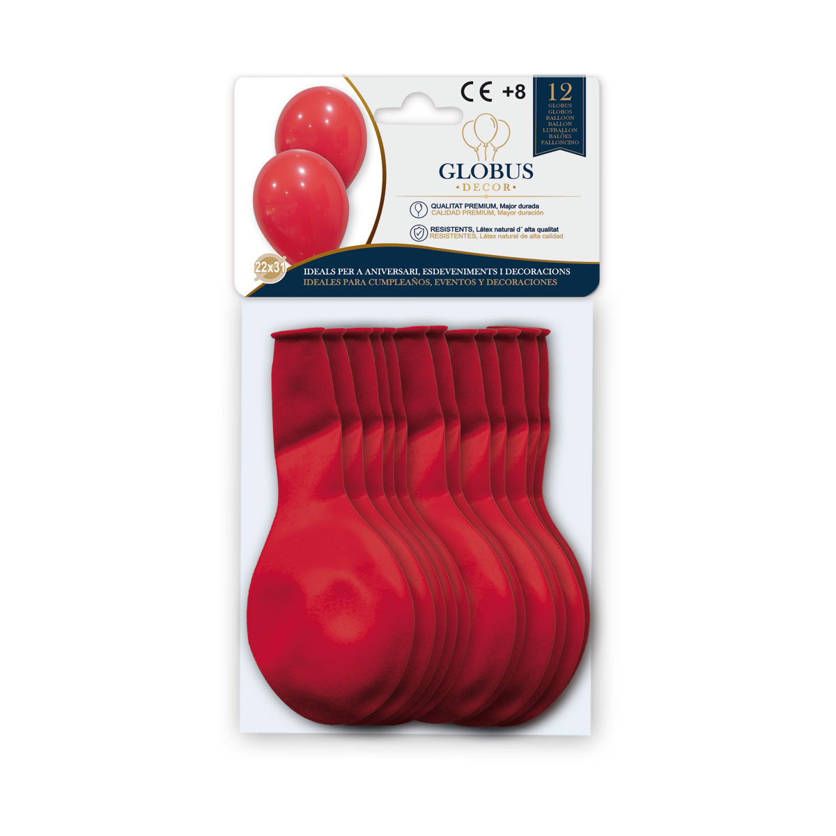 B/ GLOBUS DECOR 12 GL 10P ROJO 045