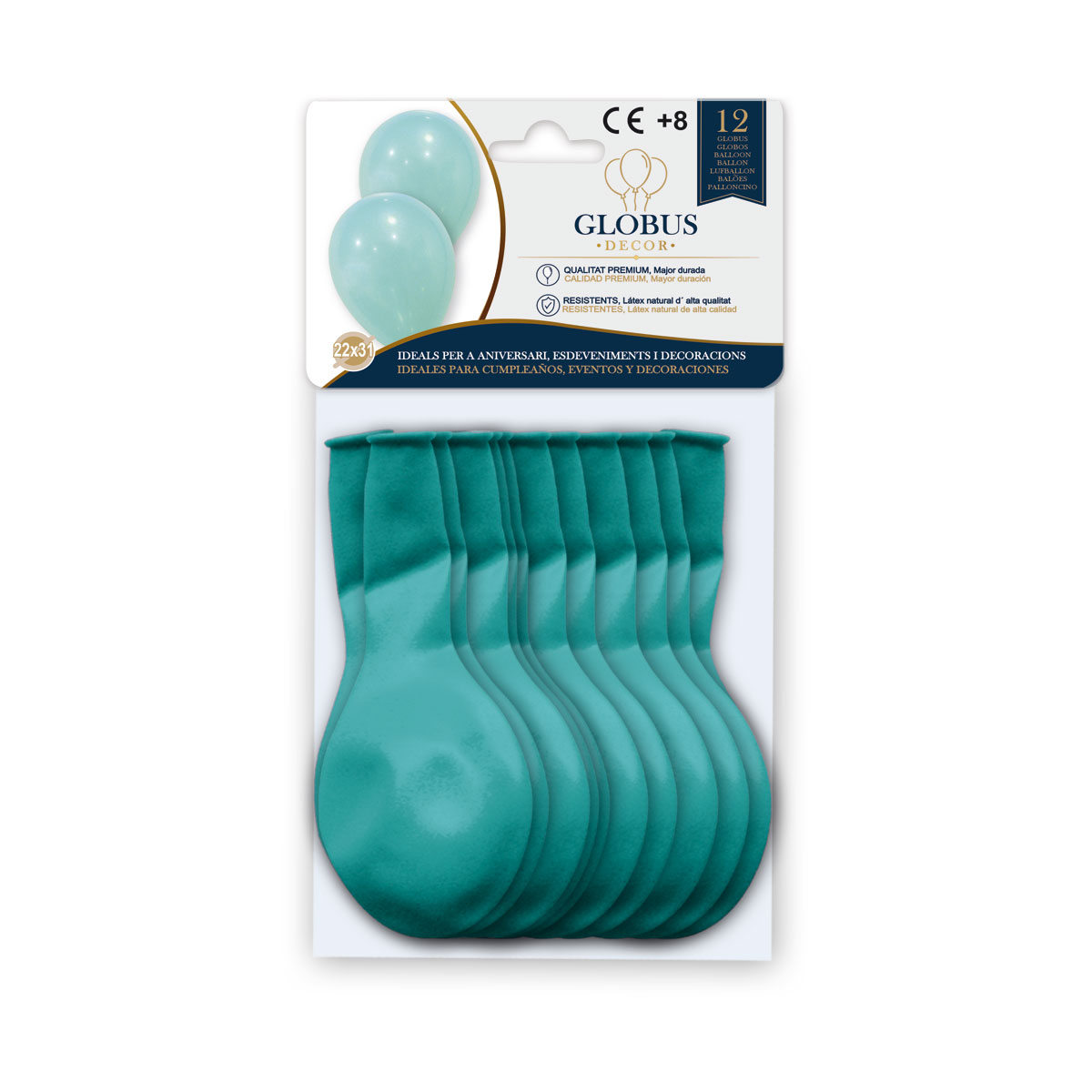 B/ GLOBUS DECOR 12 GL 10P AGUAMARINA 050