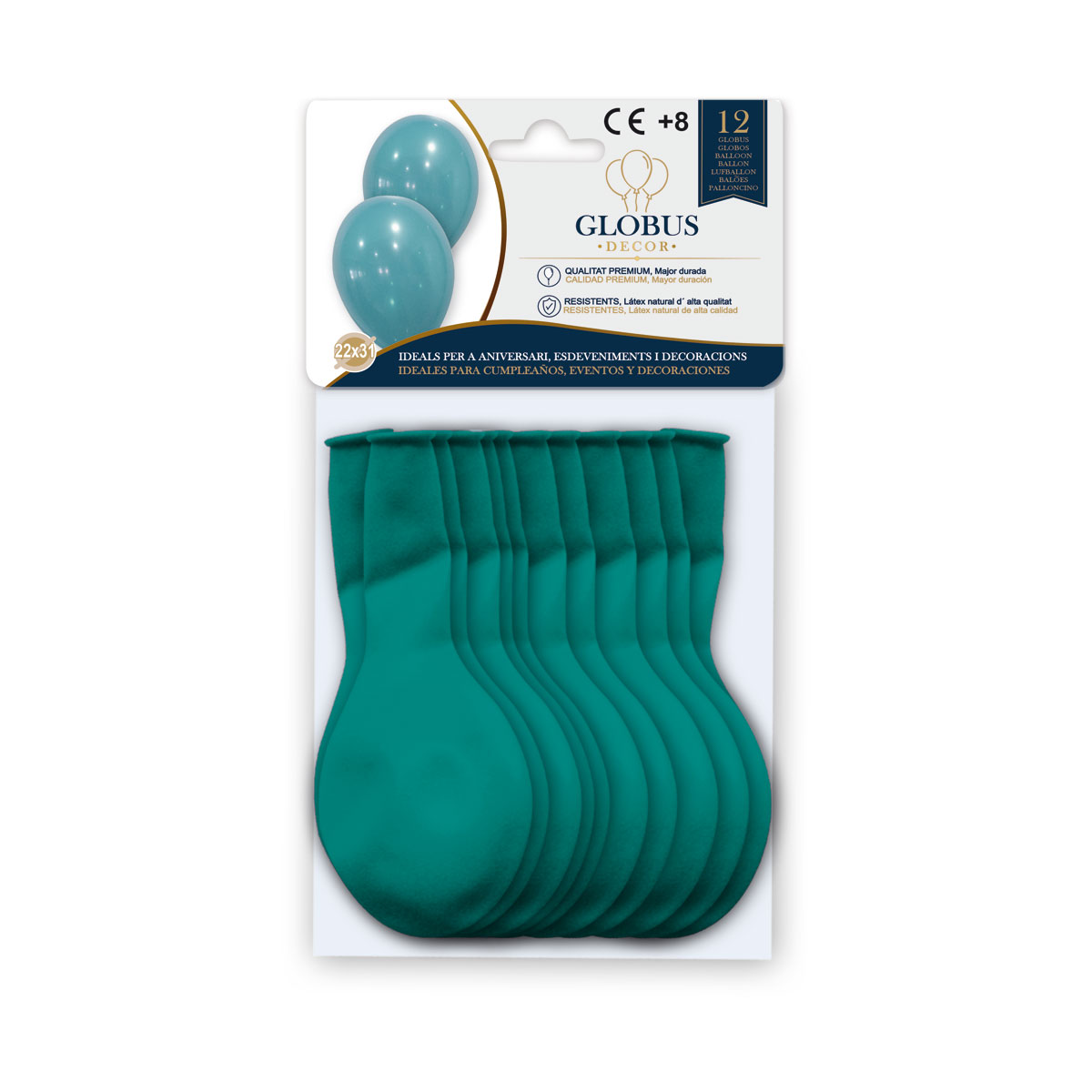 B/ GLOBUS DECOR 12 GL 10P TURQUESA 068