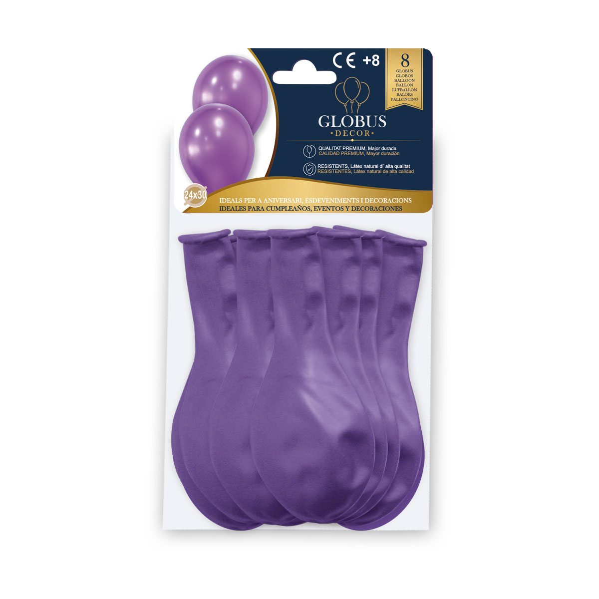 Globos de Látex Lila Pastel 30 cm (Pack de 8)