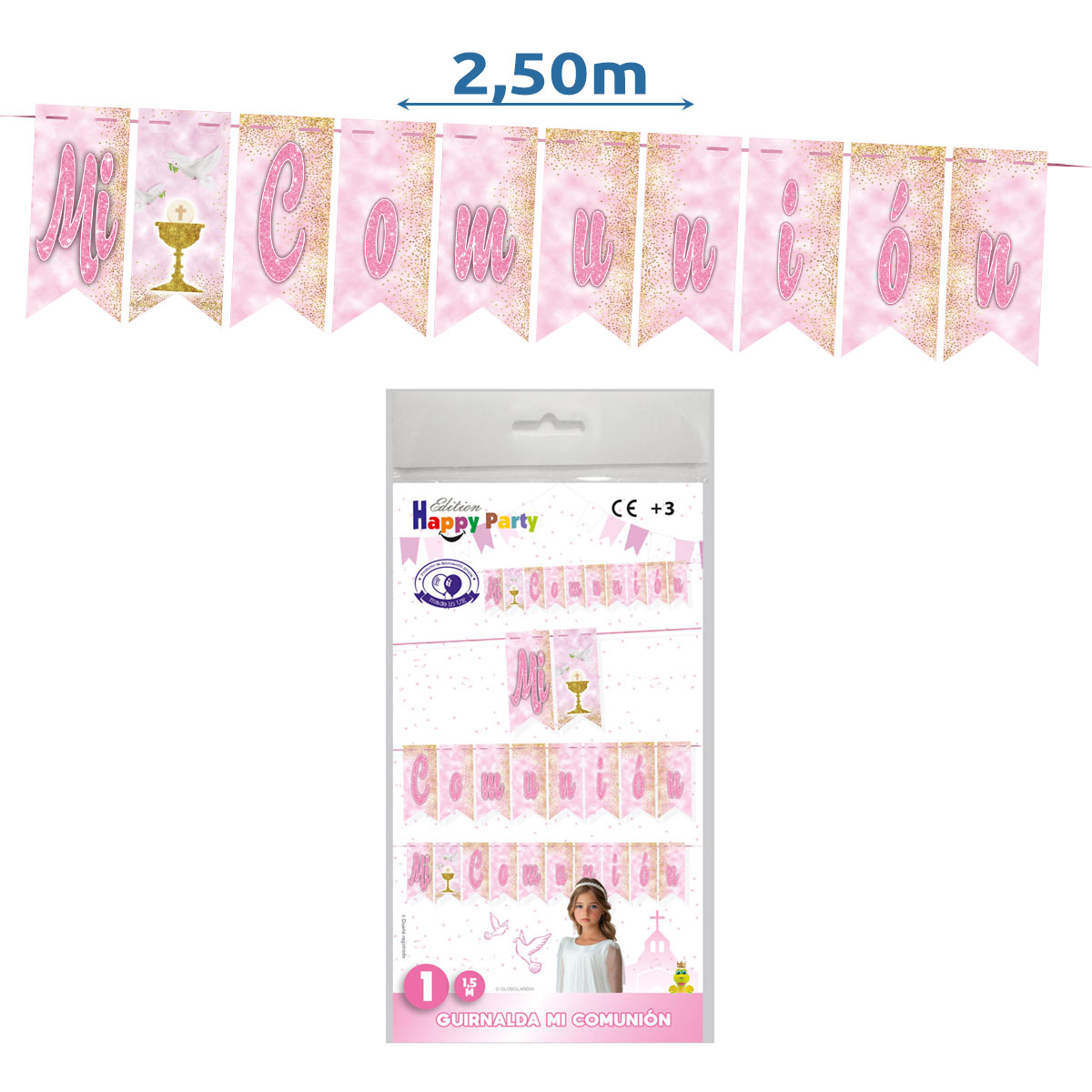B/ GUIRNALDA BANDERIN MI COMUNION ROSA R.6201