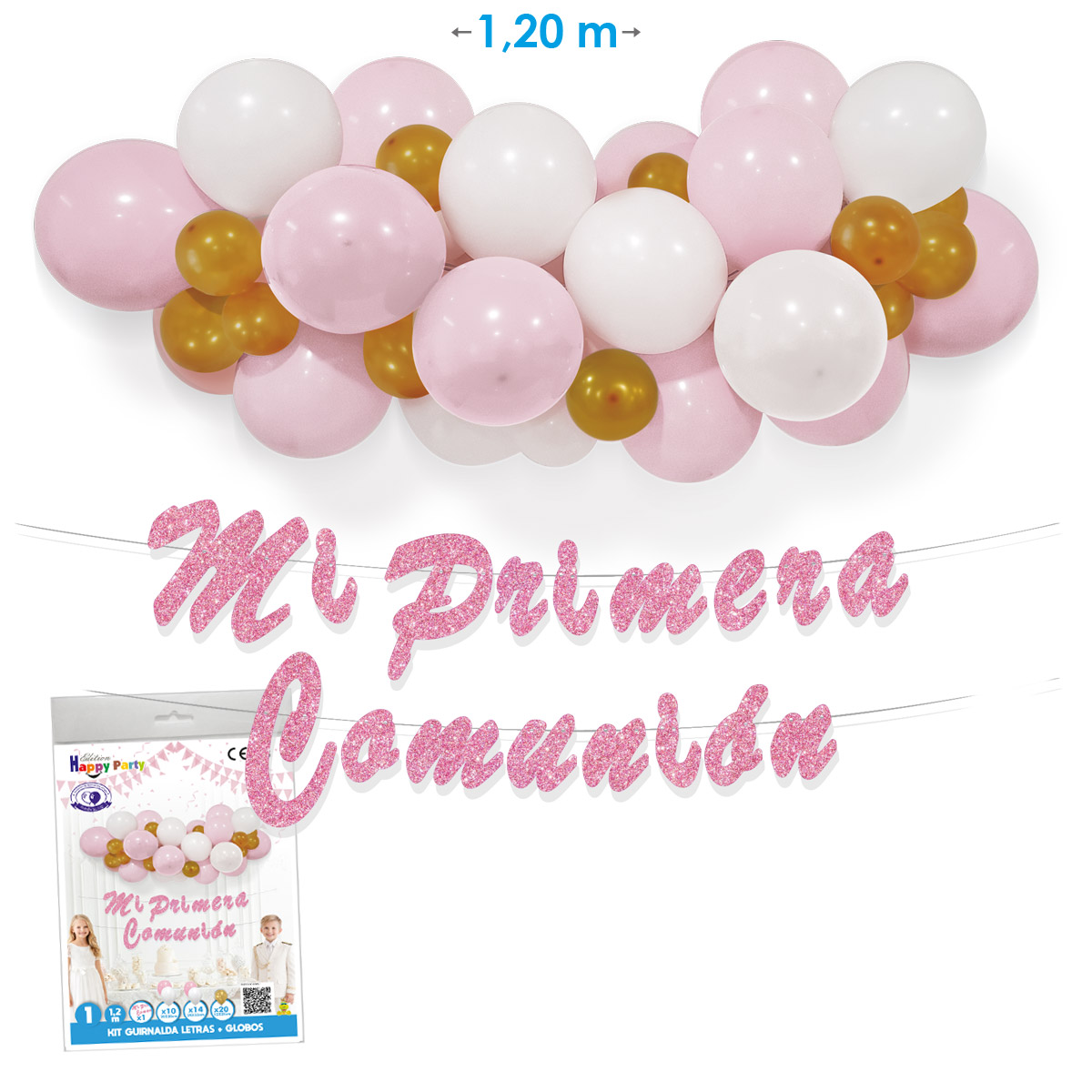B/ GUIRNALDA MI PRIMERA COMUNION ROSA+ORO R.6460-04