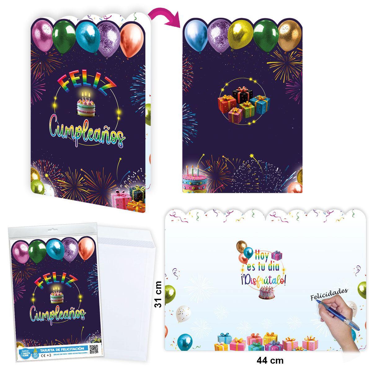 B/ TARJETA FELIZ CUMPLEAÑOS ARCOIRIS R.6625-03