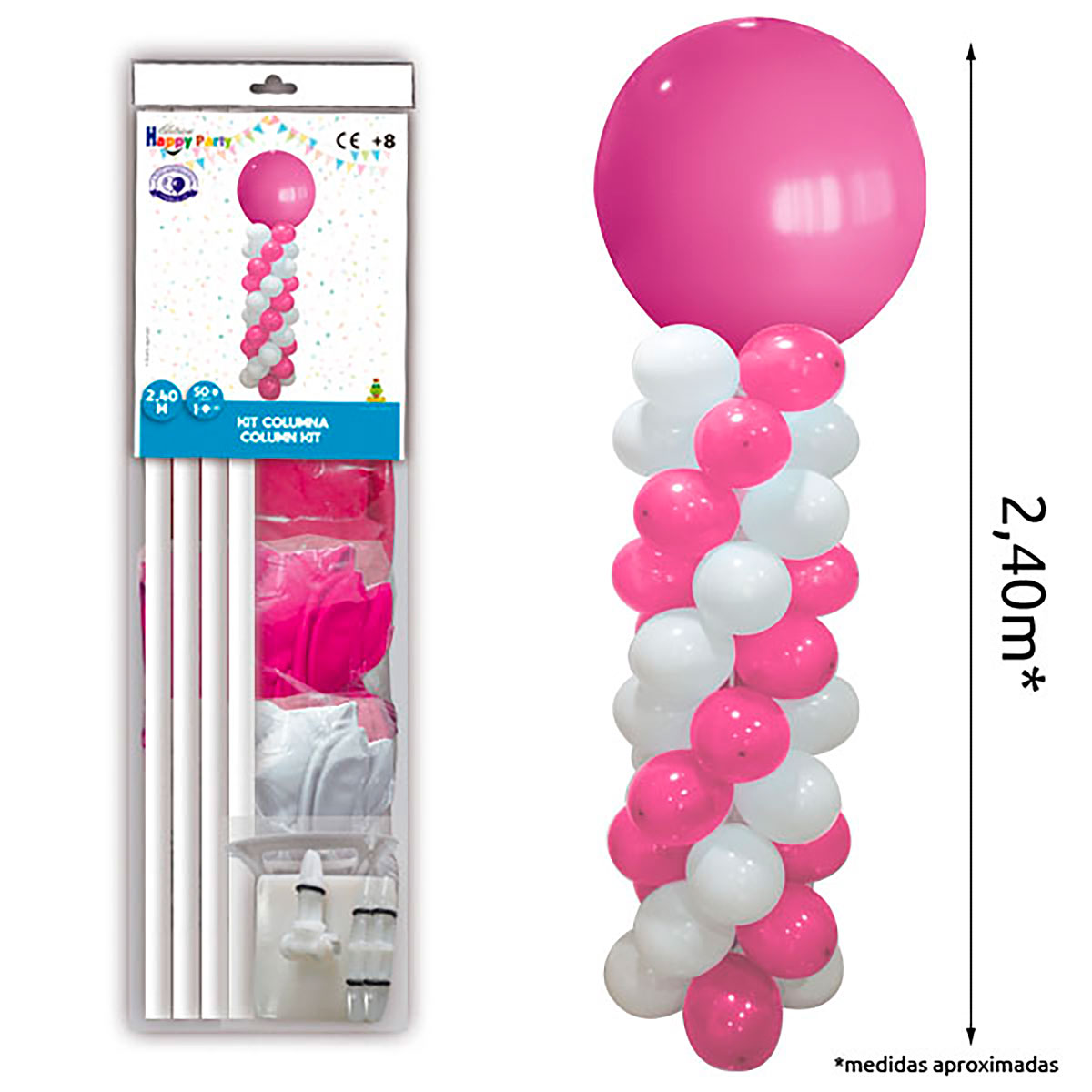 KIT COLUMNA 2,40 m GL GP FUCSIA Y BLANCOS