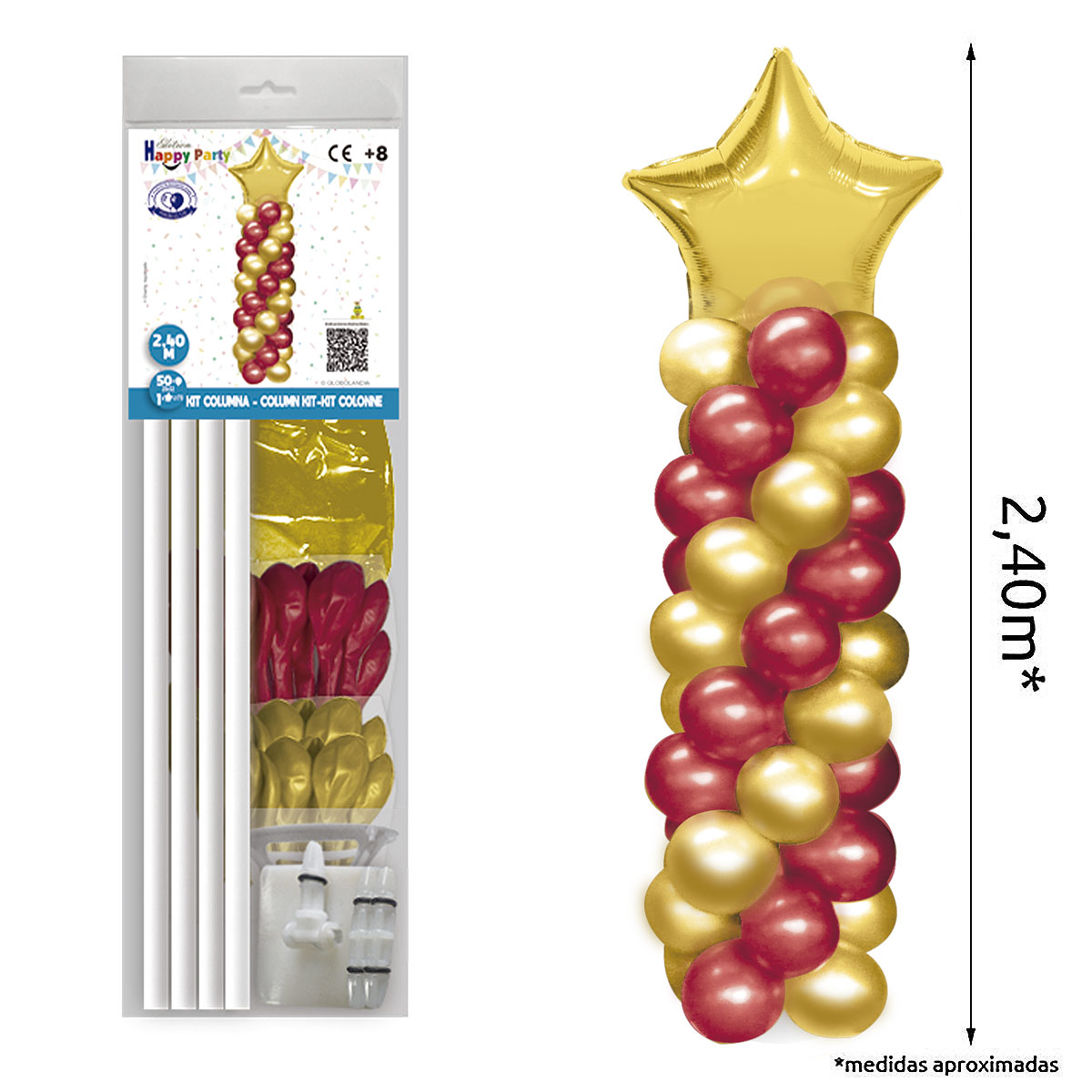 KIT COLUMNA 2.40 m GL GMT ROJO ORO Y ESTRELLA