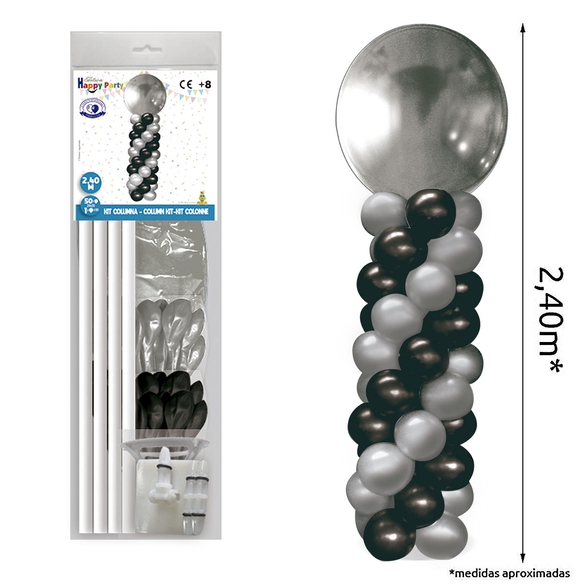 KIT COLUMNA 2,40 m GL GMT PLATA, NEGRO