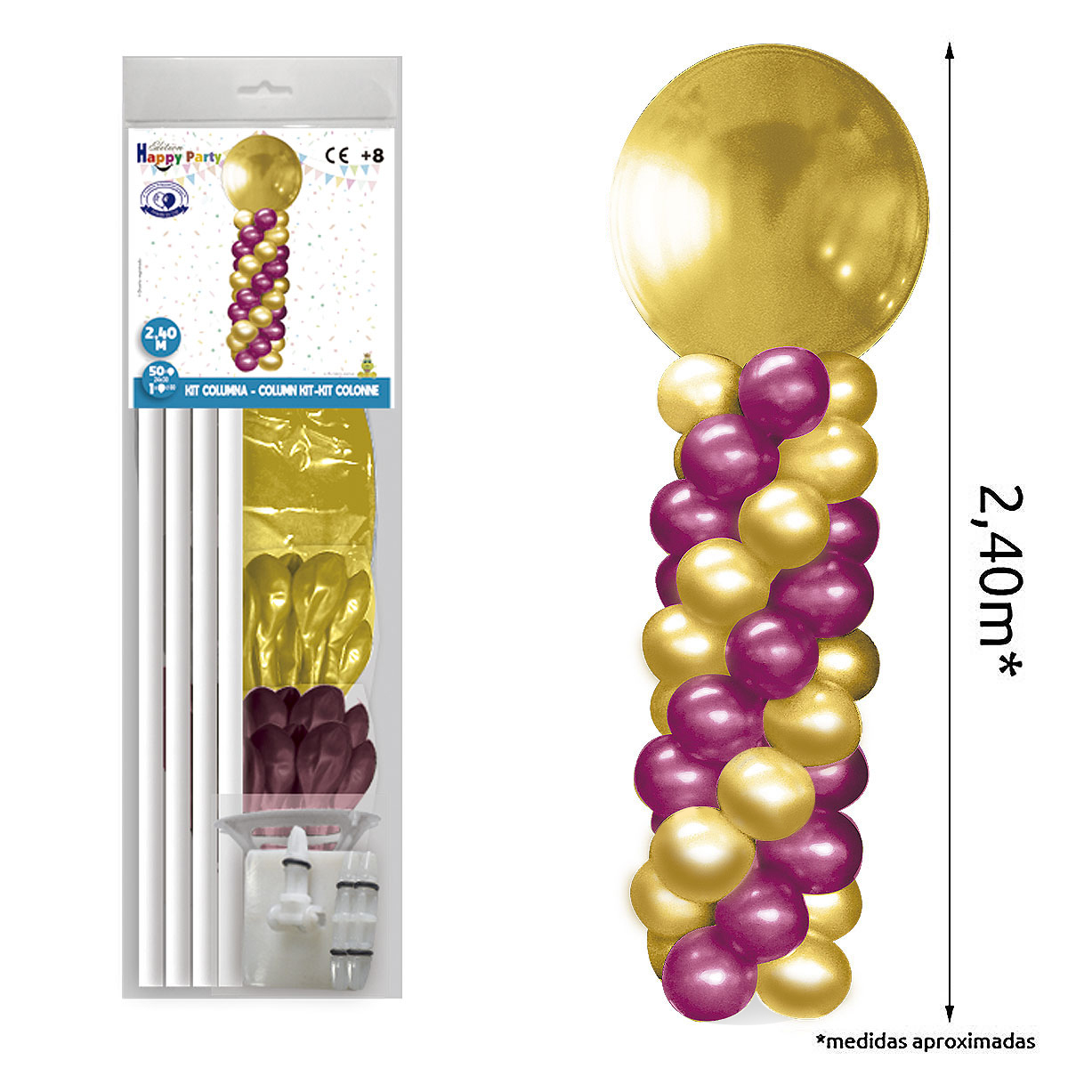 KIT COLUMNA 2,40 m GL GMT ORO, BURDEOS