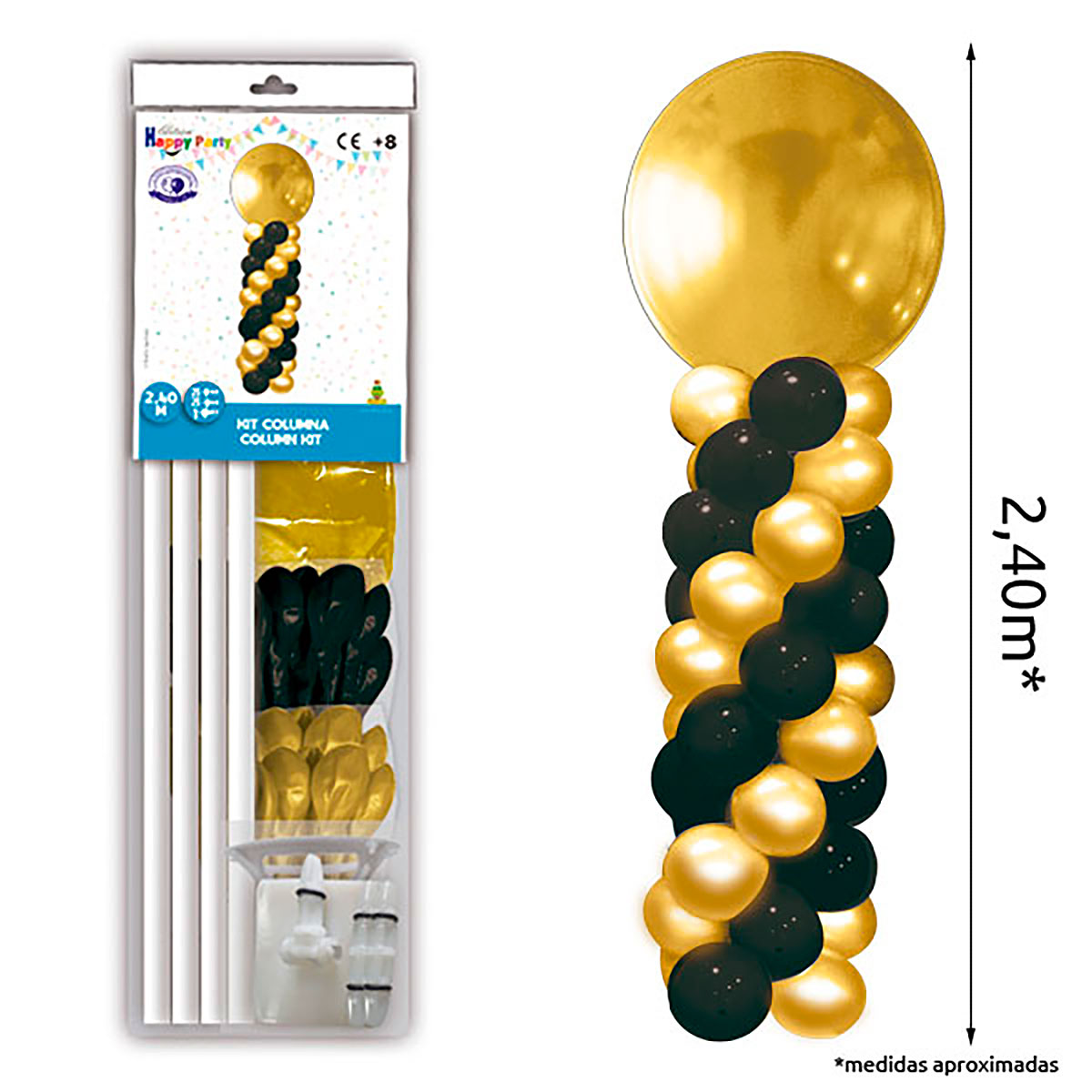 KIT COLUMNA 2,40 m GL GMT ORO, GP NEGRO